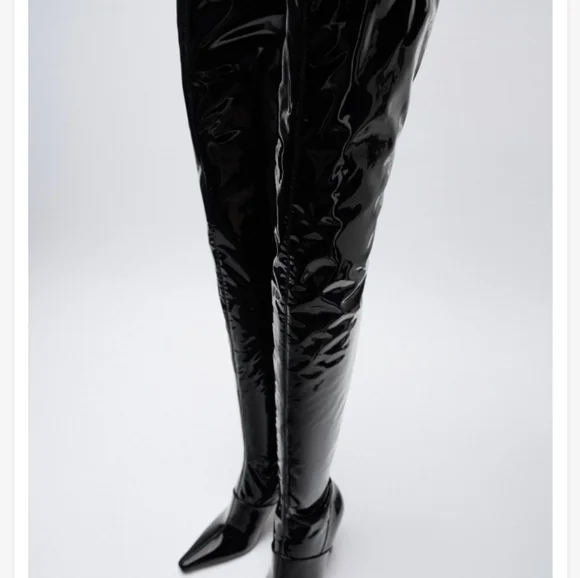 ZARA high heeled thigh high boots sz 6.5￼.  Black boots, heels, Desiger Boots. - Picture 7 of 9